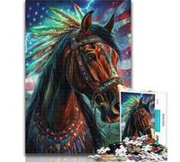 Puzzles Indian Horse 1000 Piece Jigsaw Puzzles for Teenagers,Challenging Difficult with Fully Interlocking Randomly Shaped Pieces 26x38cm