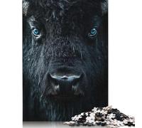 Puzzles Intense Bison Portrait with Blue Eyes 500 Pieces Jigsaw Puzzle for Adults Wooden Jigsaw Suitable for Adults And over 18 Years Old Stress Relief Toys 500pcs (52x38cm)