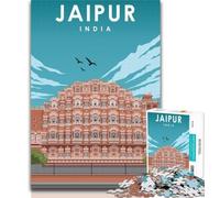 Puzzles Jaipur India Travel Poster 1000 Piece Jigsaw Puzzles for Teenagers,Birthday Present, Gifts, Wall Art for And Age 14 Years Up 26x38cm