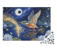 Puzzles Kingfisher 1000 Piece Challenge Game for Adults,Lotus Pond Impossible Jigsaw Puzzles 1000 Piece Educational Games for Adults Or Families 1000pcs (75x50cm)