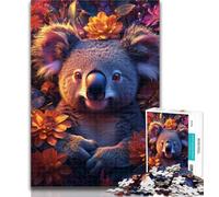 Puzzles Koala with Flowers 1000 Piece Jigsaw Puzzles for Teenagers,Challenging Difficult with Fully Interlocking Randomly Shaped Pieces 50x75cm