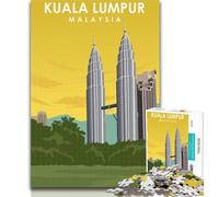 Puzzles Kuala Lumpur Travel Poster Puzzles 1000 Pieces for Teenagers,Decompressing Intellectual Educational Toy Secret Santa Gifts 75x50cm