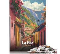 Puzzles La Paz, Bolivia Travel Poster 1000 Pieces Jigsaw Puzzle for Adults Paper Jigsaw Suitable for Adults And over 18 Years Old Stress Relief Toys 38x26cm/1000pcs