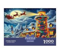 Puzzles Lighthouse 1000 Pieces Challenge Game for Adults Christmas Moonlit Village Impossible Jigsaw Puzzles 1000 Pieces Educational Game Home Decoration 70x50cm/1000pcs