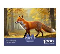Puzzles Little Fox 1000 Pieces Challenge Game for Adults,Autumn Forest Landscape Impossible Jigsaw Puzzles 1000 Pieces Educational Game 70x50cm/1000pcs