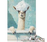 Puzzles Llama Bath Time 500 Pieces Jigsaw Puzzle for Adults Wooden Jigsaw Suitable for Adults And over 18 Years Old Stress Relief Toys 500pcs (52x38cm)