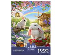 Puzzles Lop-eared Rabbit 1000 Pieces Challenge Game for Adults,Pastoral Scenery Impossible Jigsaw Puzzles 1000 Pieces Educational Game 38x26cm/1000pcs