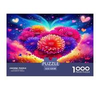 Puzzles Love Flowers 1000 Piece Challenge Toy for Adults, Heart-shaped Flower Cluster Impossible Jigsaw Puzzles 1000 Pieces Educational Game for Adults Or Families Pieces Gifts 52x38cm/1000pcs