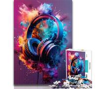 Puzzles Modern Colorful Splash Headphones Jigsaw Puzzles for Adults 1000 Pieces,for Educational Game Challenge Toy Artists Collection, Fine Art 50x75cm