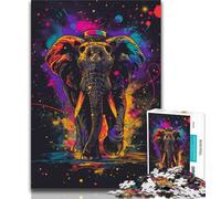 Puzzles Neon Astronaut Elephant Jigsaw Puzzles 1000 Pieces for Adults Teens,Toys Educational Games Stress Relieving Unique Home Decor And Gifts (26x38cm)