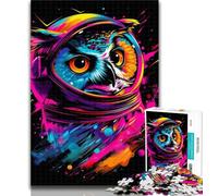 Puzzles Neon Astronaut Owl 1000 Piece Jigsaw Puzzles for Adults Gifts,is Ideal As A Gift for The Whole Family Suitable for And 14 50x75cm