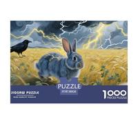 Puzzles Netherland Dwarf Rabbit 1000 Piece Challenge Game for Adults,Thunderstorm Wheat Field Impossible Jigsaw Puzzles 1000 Piece Educational Games for Adults Or Families 38x26cm/1000pcs