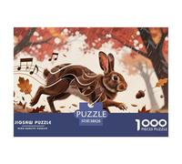 Puzzles Netherland Dwarf Rabbit 1000 Piece Challenge Toy for Adults,Autumn Forest Impossible Jigsaw Puzzles 1000 Pieces Educational Game Home Decoration 38x26cm/1000pcs