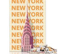 Puzzles New York City Chrysler Building 1000 Pieces Jigsaw Puzzle for Adults Wooden Jigsaw Suitable for Adults And over 18 Years Old Stress Relief Toys 1000pcs (75x50cm)