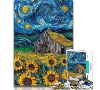 Puzzles Night Sky Sunflowers at Night 1000 Pieces Jigsaw Puzzles for Adults And Teens,Learning Educational Toys Family Games Enhance Love between Couples 50x75cm
