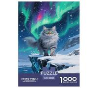 Puzzles Norwegian Forest Cat 1000 Piece Challenge Toy for Adults,Snowy Aurora Impossible Jigsaw Puzzle 1000 Piece Educational Game for Adults Or Families 38x26cm/1000pcs