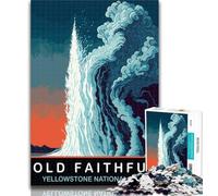 Puzzles Old Faithful In Eruption 1000 Piece Jigsaw Puzzles for Teenagers,Birthday Present, Gifts, Wall Art for And Age 14 Years Up 75x50cm