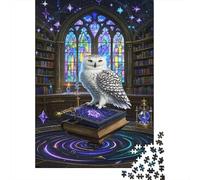 Puzzles Owl 1000 Piece Challenge Toy for Adults, Library Scene Impossible Jigsaw Puzzles 1000 Pieces Educational Games Puzzle Gifts 1000pcs (75x50cm)