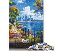 Puzzles Perth Australia Cityscape Travel Poster 500 Pieces Jigsaw Puzzle for Adults Wooden Jigsaw Suitable for Adults And over 18 Years Old Stress Relief Toys 500pcs (52x38cm)