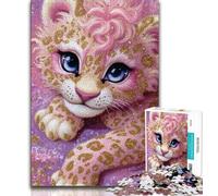 Puzzles Pink Leopard Jigsaw Puzzles for Teenagers 1000 Piece,Learning Educational Toys Family Games Enhance Love between Couples 75x50cm