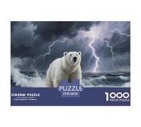 Puzzles Polar Bear 1000 Pieces Challenge Game for Adults,Thunderstorm Ocean Impossible Jigsaw Puzzles 1000 Pieces Educational Game 38x26cm/1000pcs