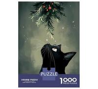 Puzzles Pour Adolescents 1000 Christmas Black Cat Puzzles Pour Adultes Jeu Manuel D'assemblage De Motifs Offre Spéciale Pour Toute La Famille 52x38cm/1000pcs