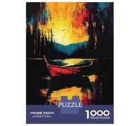 Puzzles Pour Adolescents 1000 Drifting Into Fire - Expressionist Abstract Boat Scene Puzzles Pour Adultes Jeu Manuel D'assemblage De Motifs Offre Spéciale Pour Toute La Famille 38x26cm/1000pcs