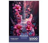 Puzzles Pour Adolescents 1000 Floral Electric Guitar Art Puzzles Pour Adultes Jeu Manuel D'assemblage De Motifs Offre Spéciale Pour Toute La Famille 38x26cm/1000pcs
