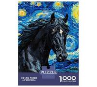 Puzzles Pour Adolescents 1000 Horse in Starry Night Style Puzzles Pour Adultes Jeu Manuel D'assemblage De Motifs Offre Spéciale Pour Toute La Famille 52x38cm/1000pcs
