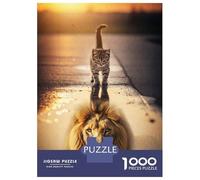 Puzzles Pour Adolescents 1000 Kitten Lion Reflection Puzzles Pour Adultes Jeu Manuel D'assemblage De Motifs Offre Spéciale Pour Toute La Famille 52x38cm/1000pcs
