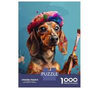 Puzzles Pour Adolescents 1000 Pièces Artistic Dachshund Puzzles Pour Adultes Jeu De Réflexion Pour Améliorer La Mémoire Activités Amusantes À La Maison 38x26cm/1000pcs