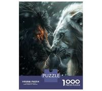 Puzzles Pour Adolescents 1000 Pièces Black Lion Vs White One Puzzles Pour Adultes Jeu De Réflexion Pour Améliorer La Mémoire Activités Amusantes À La Maison 70x50cm/1000pcs
