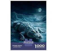 Puzzles Pour Adolescents 1000 Pièces Ethereal Wilderness Guardian - Icebound Crocodile of The Moon Puzzles Pour Adultes Jeu De Réflexion Pour Améliorer La Mémoire Activités Amusantes À La Maison 38x26