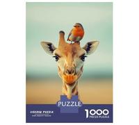 Puzzles Pour Adolescents 1000 Pièces Giraffe Wildlife in Africa And Robin on Head Puzzles Pour Adultes, Jouets Anti-stress, Décoration Murale, Cadeaux D'anniversaire Et Cadeaux Uniques 38x26cm/1000pcs