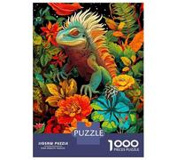 Puzzles Pour Adolescents 1000 Pièces Lizard Wild Flowers Puzzles Pour Adultes Jeux Relaxants Analyse Et Logique Difficulté Et Défi 70x50cm/1000pcs