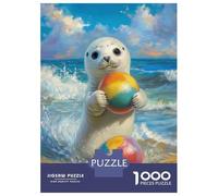 Puzzles Pour Adolescents 1000 Pièces Seal Playing with Beach Balls Puzzles Pour Adultes Jeux Relaxants Analyse Et Logique Difficulté Et Défi 52x38cm/1000pcs