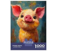 Puzzles Pour Adolescents 1000 Pièces Smile Pig Painting Puzzles Pour Adultes Jeu De Réflexion Pour Améliorer La Mémoire Activités Amusantes À La Maison 52x38cm/1000pcs
