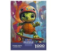 Puzzles Pour Adolescents 1000 Pièces Turtle Skateboarding Puzzles Pour Adultes Jeux Relaxants Pour Toute La Famille Cadeaux Amusants Pour Les Amis Et La Famille 70x50cm/1000pcs