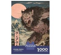 Puzzles Pour Adolescents 1000 Spooky Werewolf Woodblock Puzzles Pour Adultes Jeu Manuel D'assemblage De Motifs Offre Spéciale Pour Toute La Famille 70x50cm/1000pcs