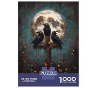 Puzzles Pour Adolescents 1000 Three Ravens on Cross with Moon Puzzles Pour Adultes Jeu Manuel D'assemblage De Motifs Offre Spéciale Pour Toute La Famille 38x26cm/1000pcs