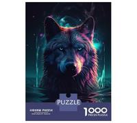 Puzzles Pour Adolescents 1000 Wolf Water Neon Artwork Puzzles Pour Adultes Jeu Manuel D'assemblage De Motifs Offre Spéciale Pour Toute La Famille 70x50cm/1000pcs