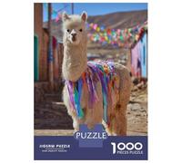 Puzzles Pour Adolescents - Puzzles De 1000 Pièces Decorated Alpaca in A Colorful Village Puzzles Pour Adultes - Jeu De Réflexion - Décoration Murale - Cadeaux Anti-stress 52x38cm/1000pcs