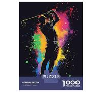 Puzzles Pour Adultes 1000 Golf Swing Silhouette Puzzles Pour Adultes Jeux De Société Pour Passer Le Temps À La Maison Cadeaux Pour Les Amis Et La Famille 38x26cm/1000pcs