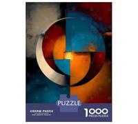 Puzzles Pour Adultes 1000 Pièces Abstract Circular Balance - Blue, Orange & Ivory Geometry Puzzle Pour Adultes Jeux Relaxants Assemblage De Motifs Cadeaux Pour Les Amis Et La Famille 52x38cm/1000pcs