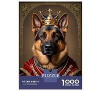 Puzzles Pour Adultes 1000 Pièces German Shepherd King Puzzle Pour Adultes Jeux Relaxants Assemblage De Motifs Cadeaux Pour Les Amis Et La Famille 38x26cm/1000pcs