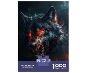 Puzzles Pour Adultes 1000 Pièces Wild Evil Black Wolf Puzzle Pour Adultes Jeux Relaxants Assemblage De Motifs Cadeaux Pour Les Amis Et La Famille 38x26cm/1000pcs