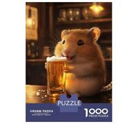 Puzzles Pour Adultes 1000 Puzzles Hamster with Beer in A Bar Puzzles Pour Adolescents Jeux Amusants Course De Vitesse Manuelle Offrez-leur Des Cadeaux Pour Toute La Famille 52x38cm/1000pcs