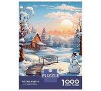 Puzzles Pour Adultes 1000 Puzzles Happy Snowman Haven Puzzles Pour Adolescents Jeux Amusants Course De Vitesse Manuelle Offrez-leur Des Cadeaux Pour Toute La Famille 52x38cm/1000pcs