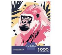 Puzzles Pour Adultes 1000 Puzzles Pink Gorilla Portrait with Abstract Background Puzzles Pour Adolescents Jeux Amusants Course De Vitesse Manuelle Offrez-leur Des Cadeaux Pour Toute La Famille 52x38cm