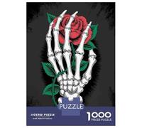 Puzzles Pour Adultes 1000 Puzzles Skeleton Hand Holding Red Rose Puzzles Pour Adolescents Jeux Amusants Course De Vitesse Manuelle Offrez-leur Des Cadeaux Pour Toute La Famille 38x26cm/1000pcs